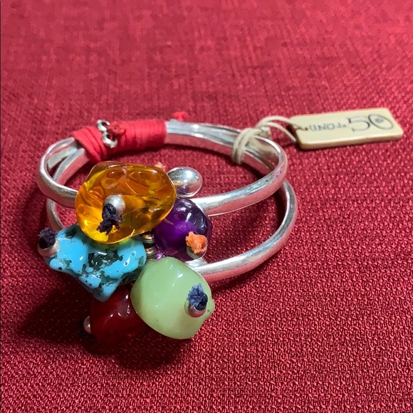 UNO de 50 Jewelry - Uno de 50 Double Bangle Stone Bracelet NWT